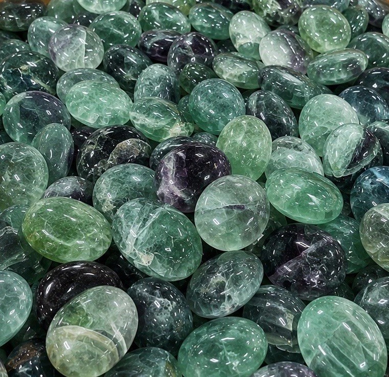 10 lb Green Fluorite Palm Stones Wholesale Bulk Lot Polished Crystals