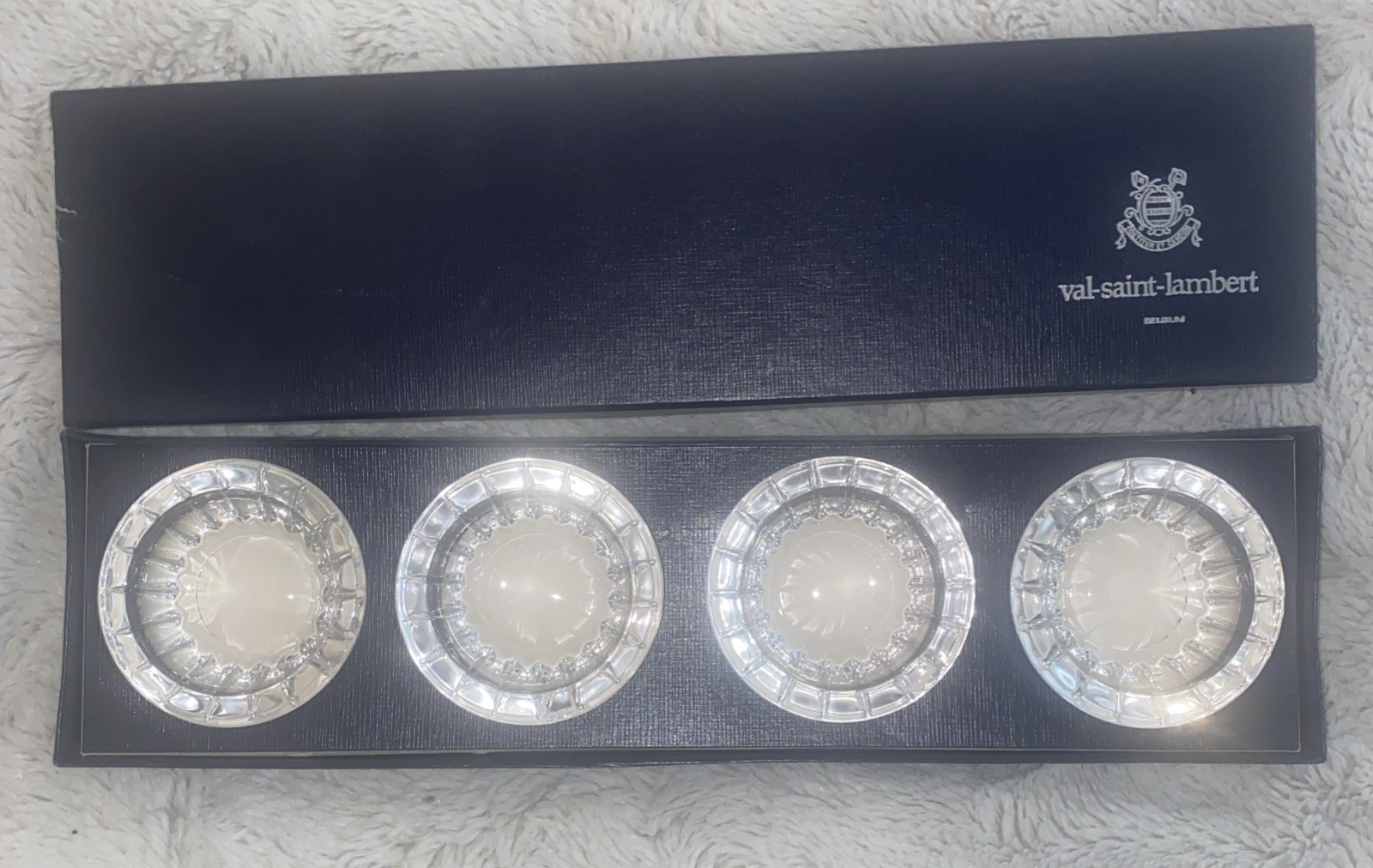 Val St Lambert Crystal Personal Ashtrays Belgium Pre-Owned Box Lot 4 
