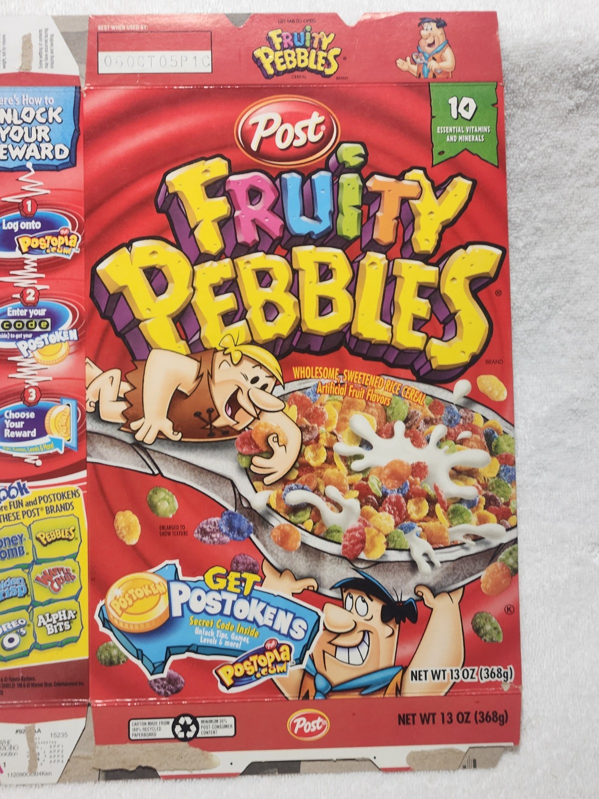 2005 Fruity Pebbles Post Cereal Box
