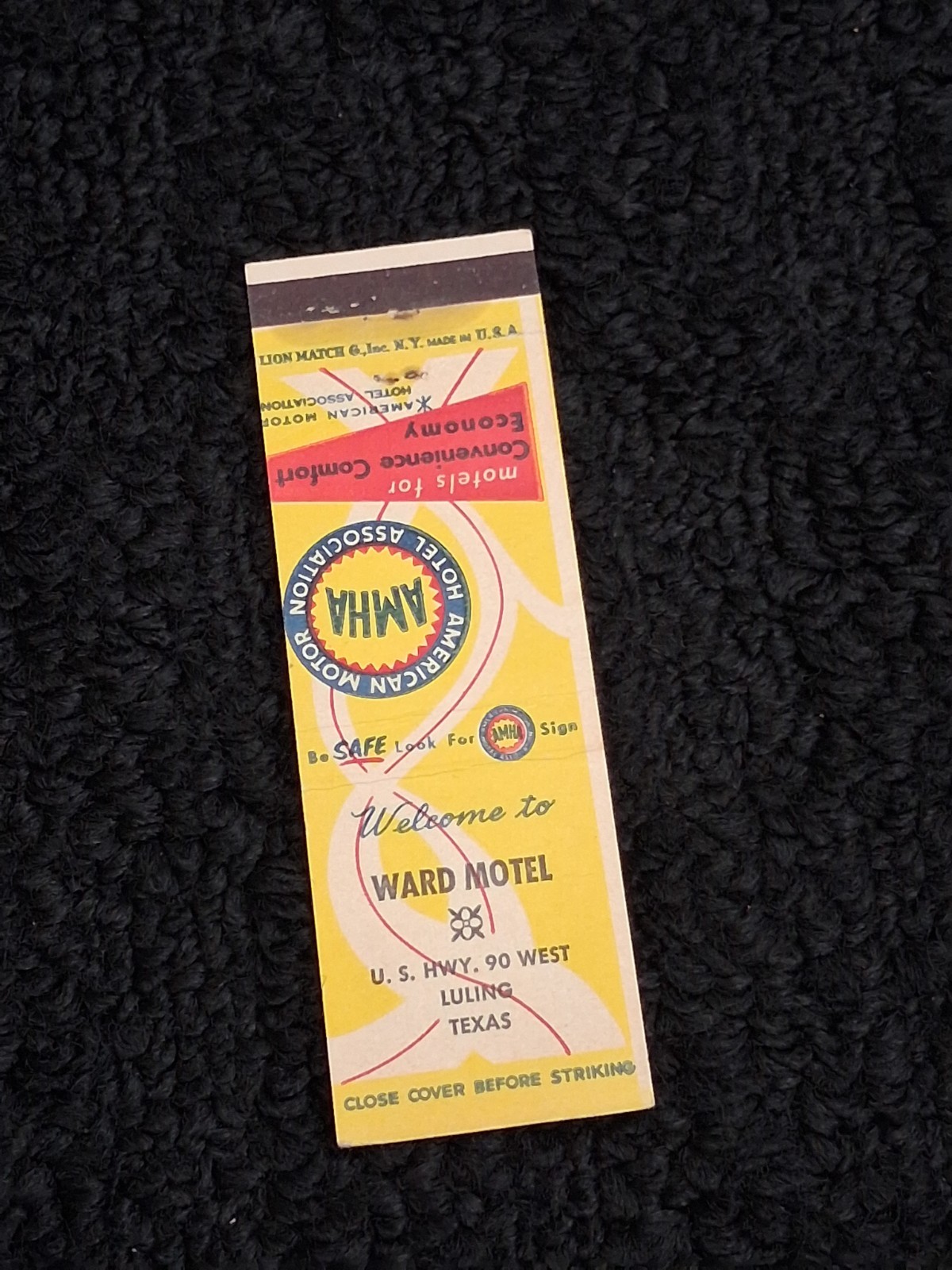 Vintage Texas Matchbook “Ward Hotel” Luling Vintage Texas Matchbook “Ward Hotel” Luling