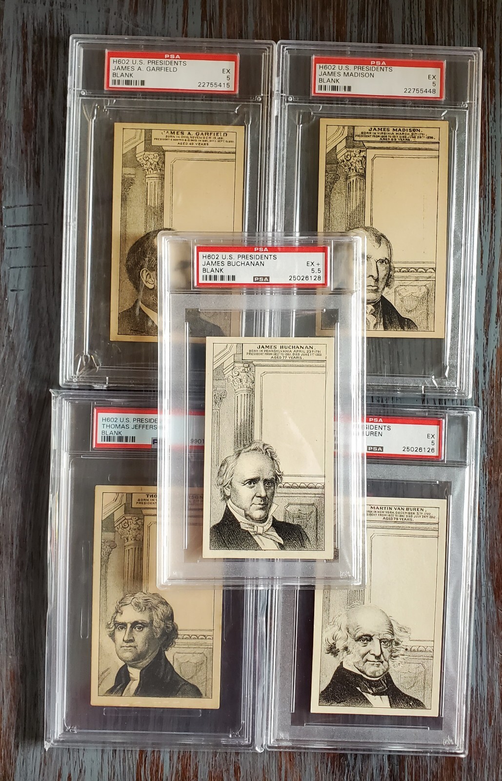 1880 H602 LOT OF FIVE (5)  US Presidents Blank Back - All PSA Graded - RARE