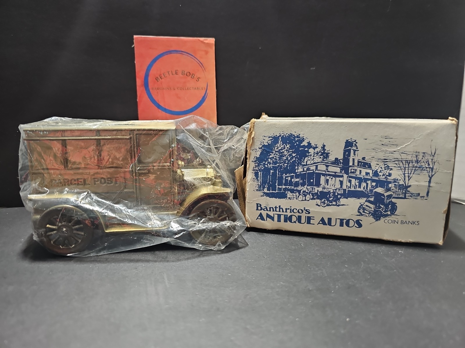 Vntg 1974 Banthrico\'s Antique Autos 1919 Parcel Post Mail Metal Coin Bank NIOB