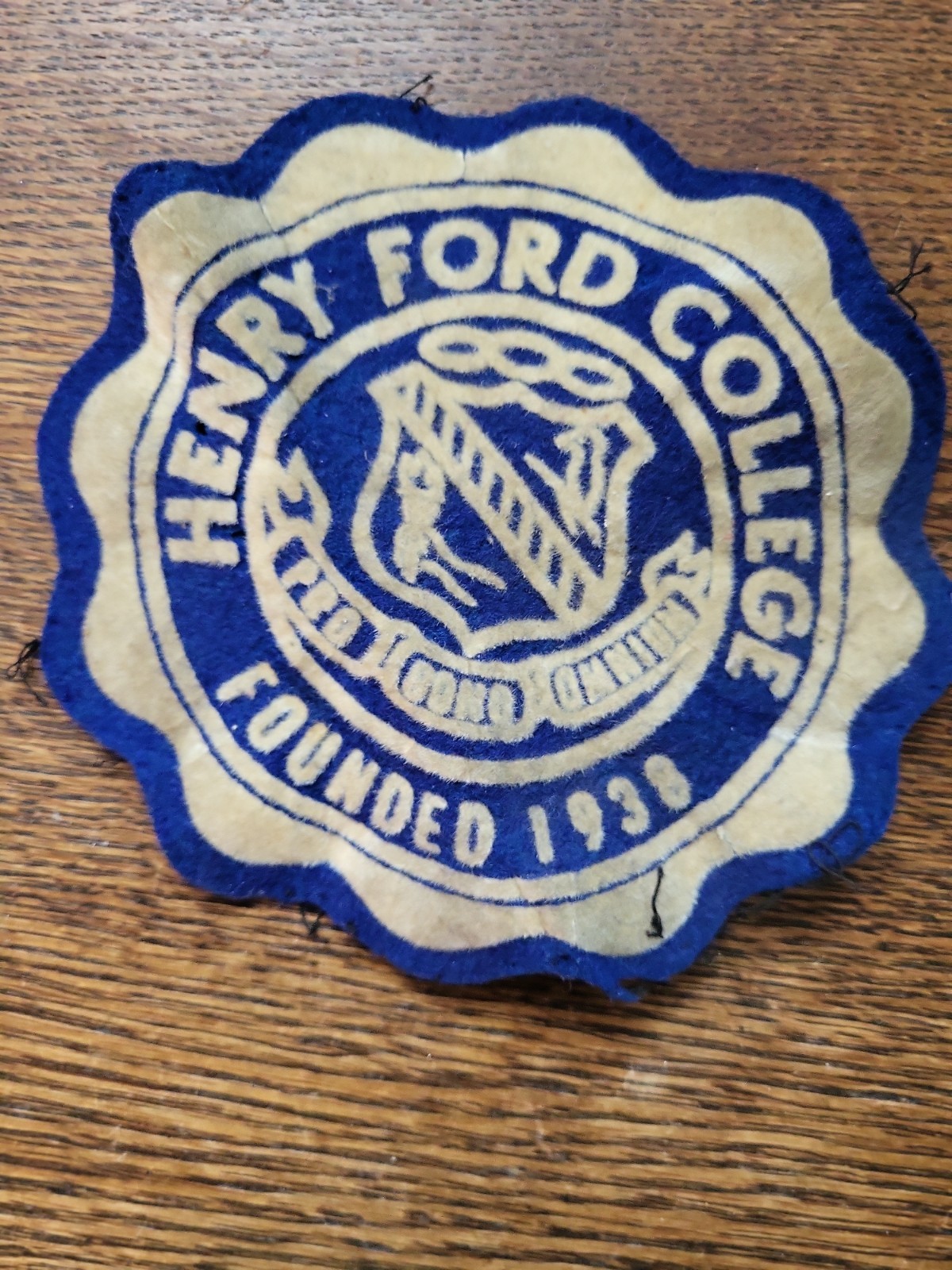Rare Vintage Henry Ford  College Round 1938 Patch 