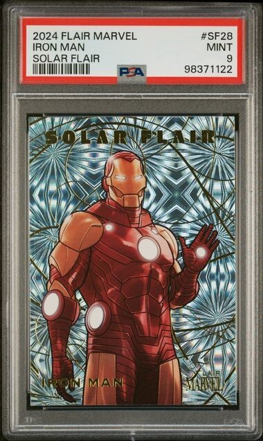SOLAR FLAIR PSA 9 MINT IRON MAN 2024 UD MARVEL IRONMAN SF28 GRADED MCU TPHLC