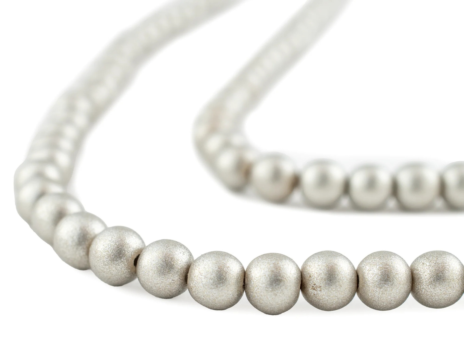 Antiqued Silver Round Natural Wood Beads 8mm 16 Inch Strand