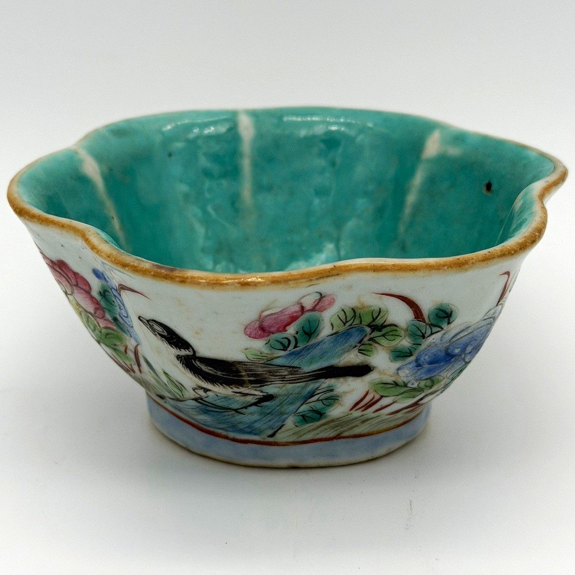 Antique Chinese Famille Rose porcelain footed rice bowl 1862-1900 