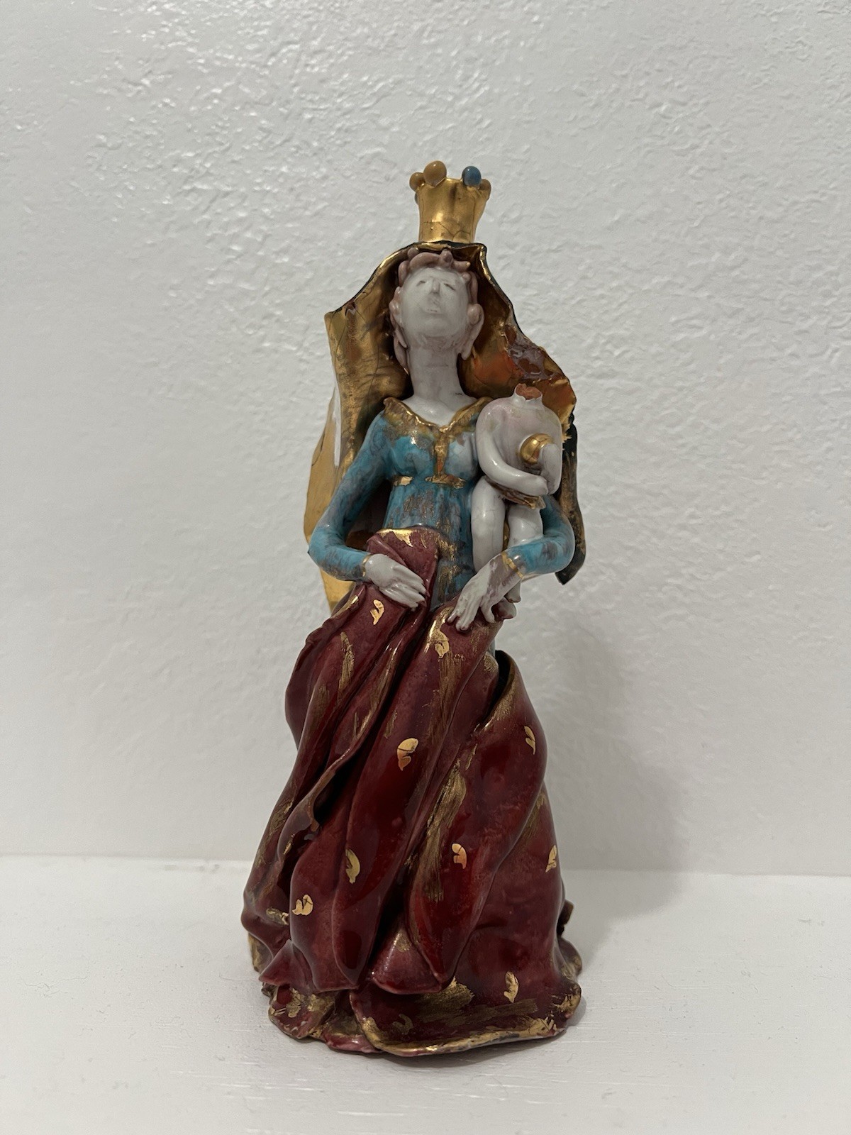 Prof. E. Pattarino Italian Mid-Century Earthenware Small Statue Signed Rare
