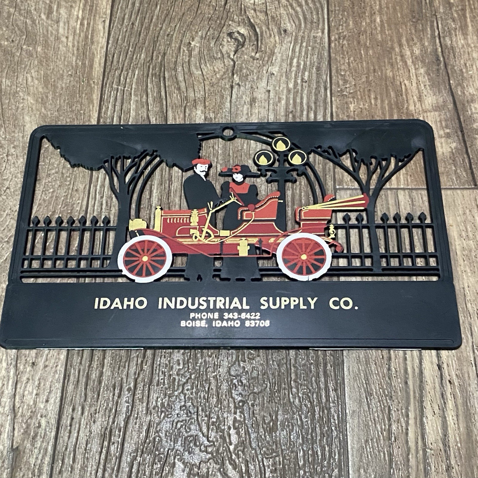 Vtg Idaho Industrial Supply Co. Sign Boise Idaho Automobile Plastic Advertising 