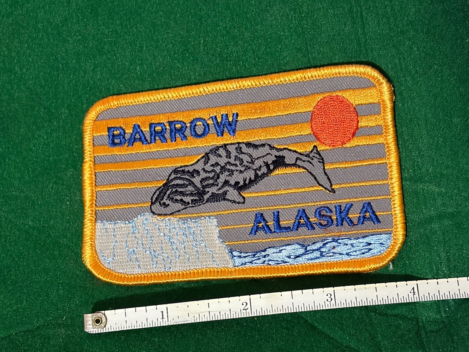 Rare Vintage Barrow Alaska Whale Ice Flow Sun Patch Travel Souvenir • Iron-On
