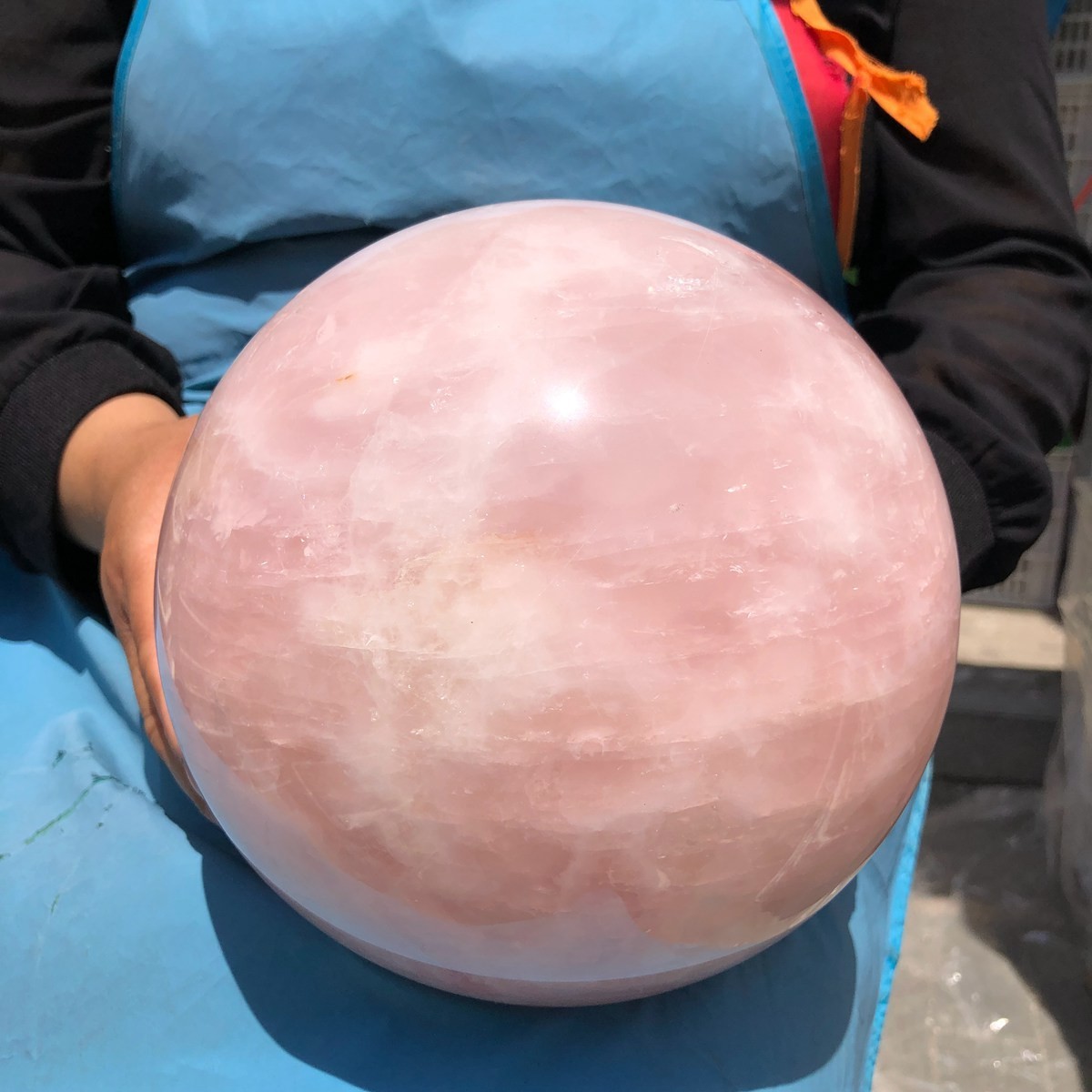 18.26 LB Natural Pink Rose Quartz Crystal Sphere Ball Healing Reiki 5098