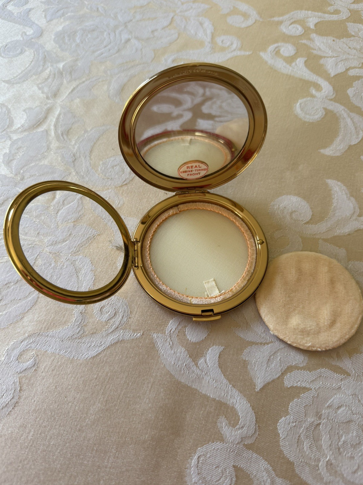 Vintage 1960's Stratton Powder Compact Gold Floral Embossed Unused