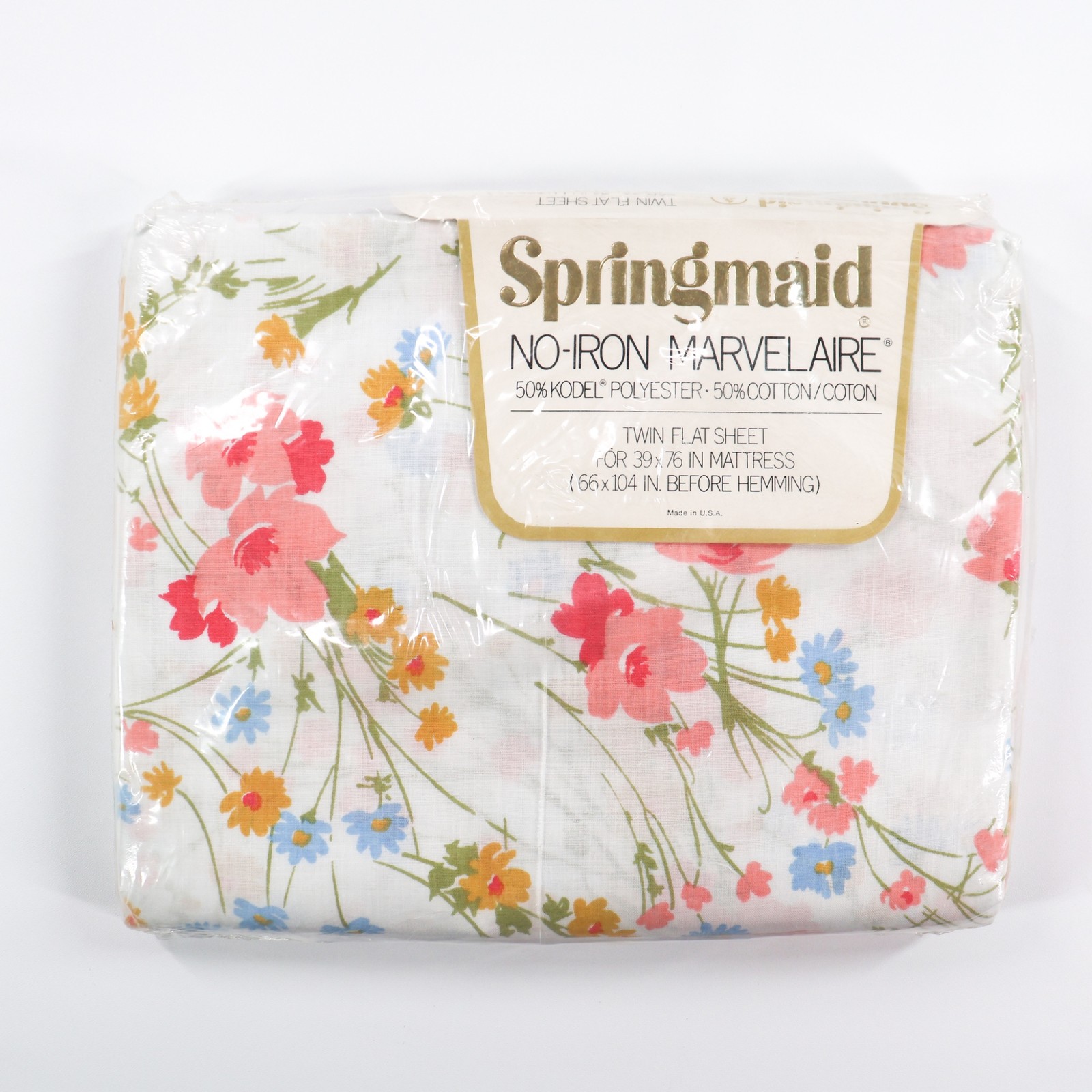 Vintage Springmaid Twin Flat Bed Sheet Pastel Pink Blue Cottage Flowers Windrift Vintage Springmaid Twin Flat Bed Sheet Pastel Pink Blue Cottage Flowers Windrift