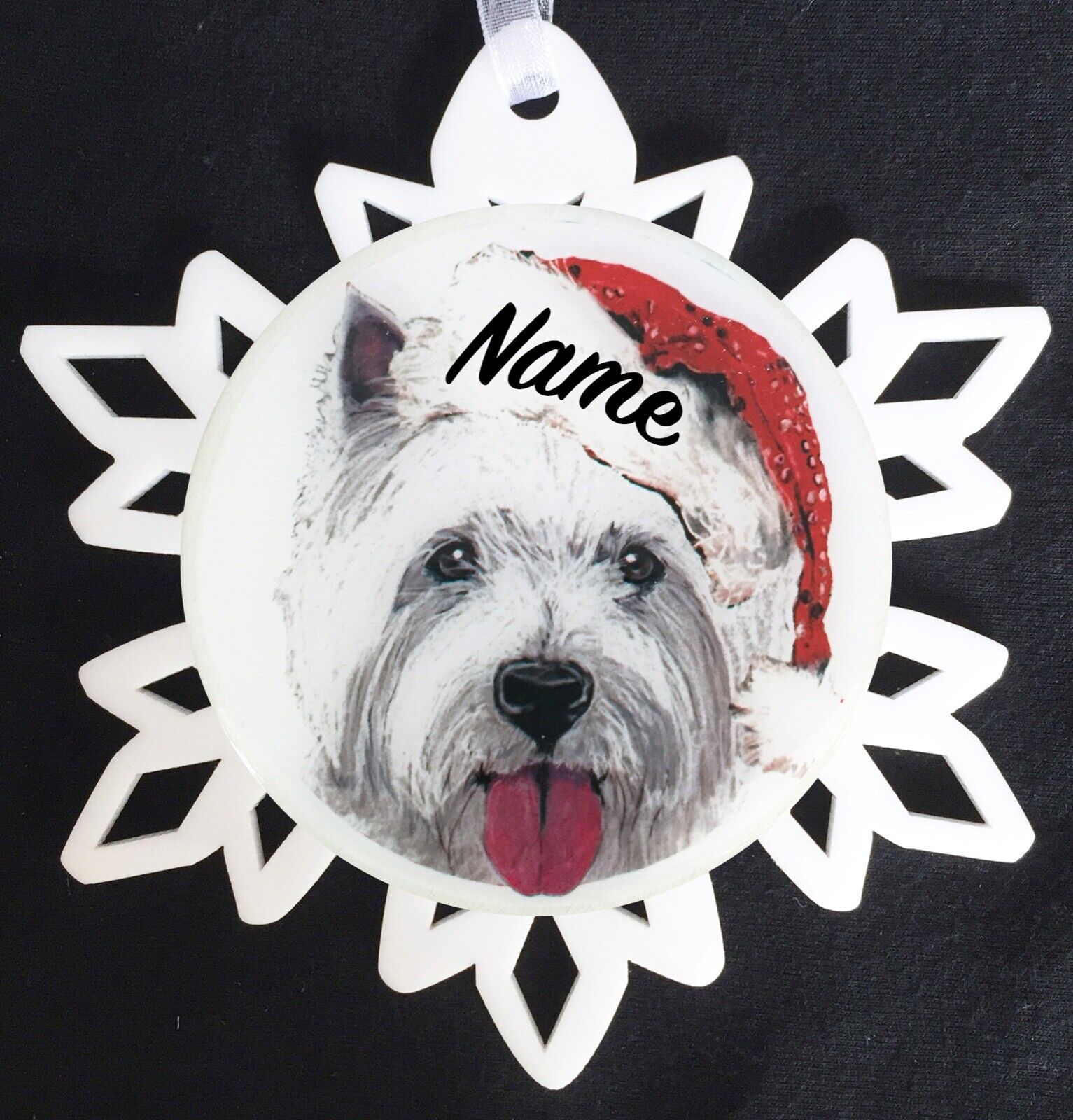 Santa Westie West Highland Terrier Personalized Dog Breed Christmas Ornament