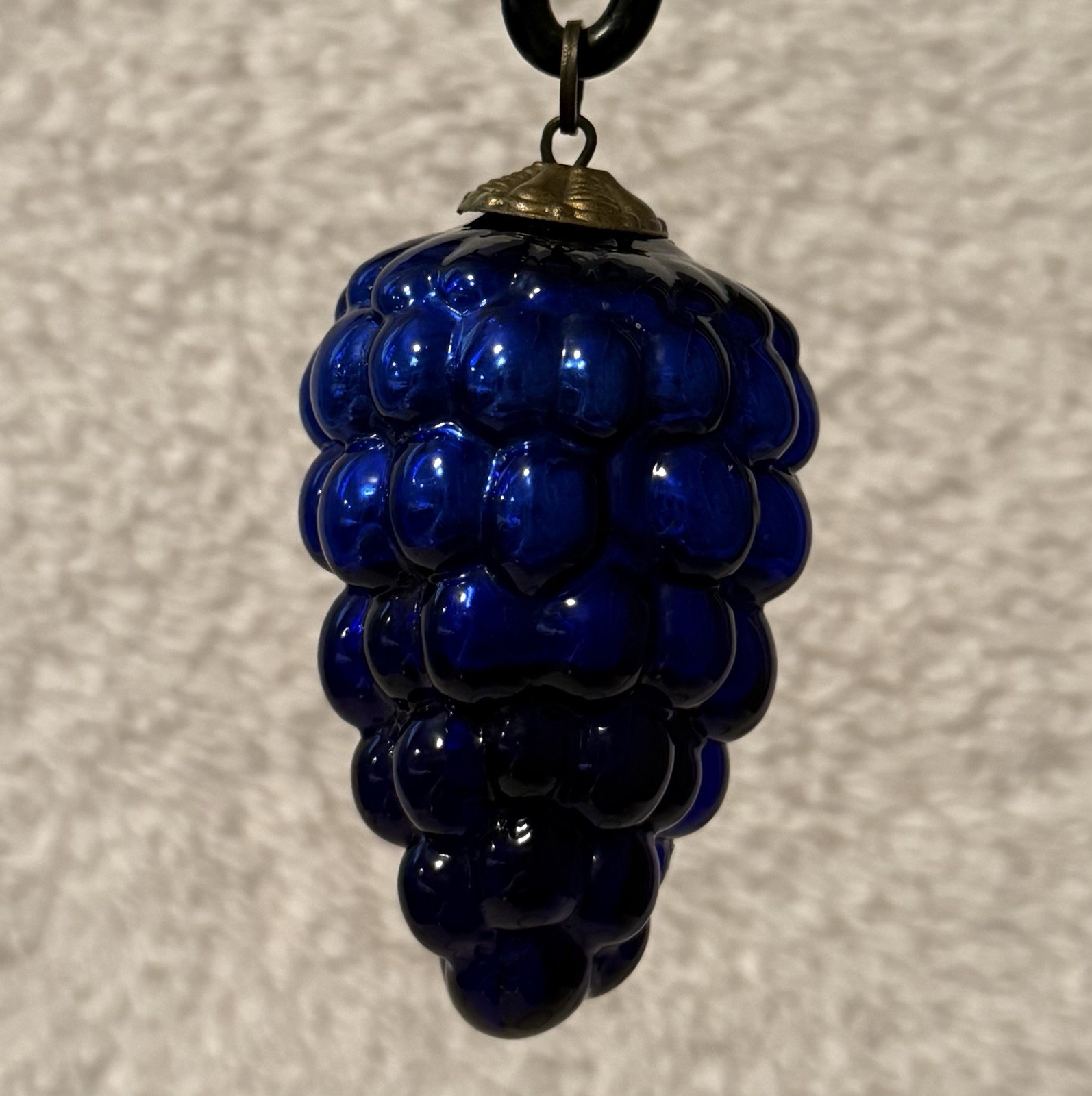 Antique Blue Glass Grape Cluster Kugel German Christmas Ornament 2.75”