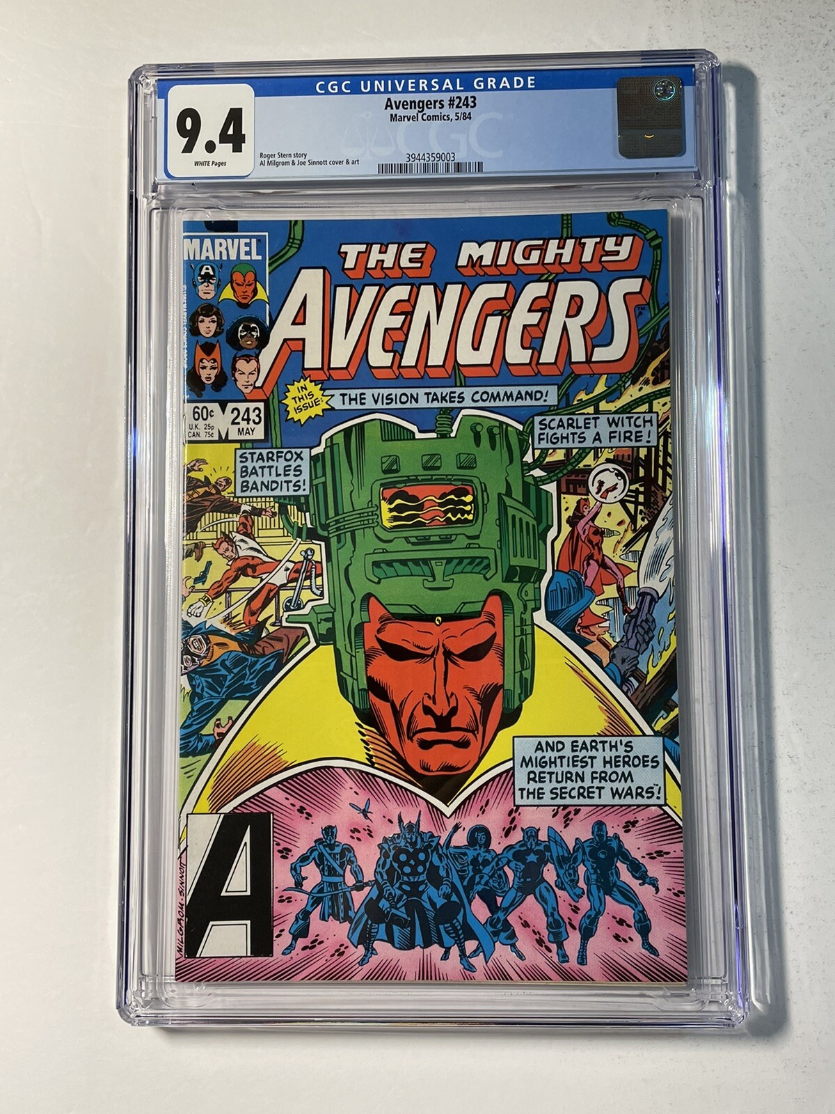 Avengers #243 CGC 9.4 White Pages 1984 First Mention of West Coast Avengers