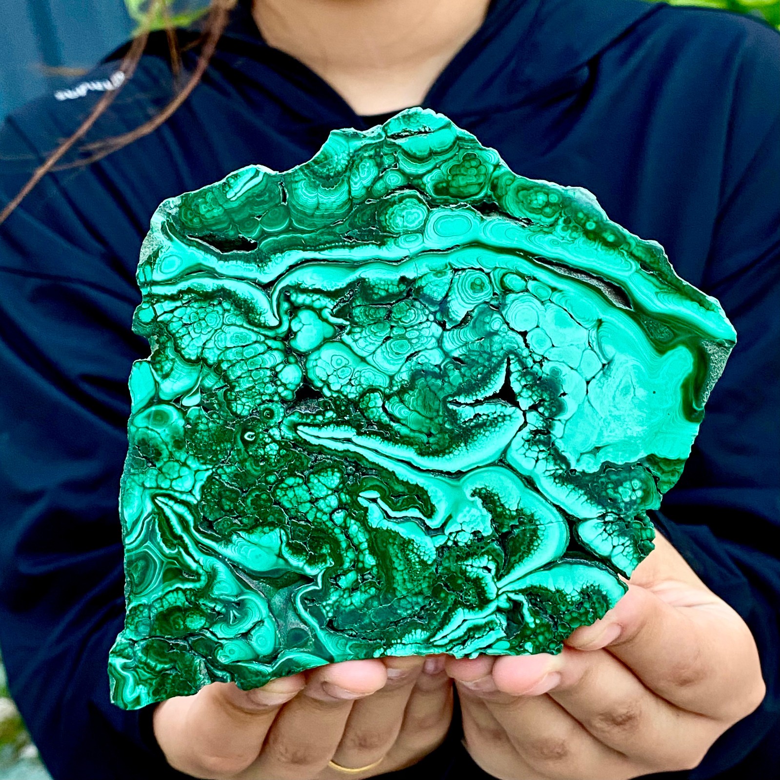 500G  Natural Green Malachite Crystal Flaky Pattern Ore Specimen Quartz Healin