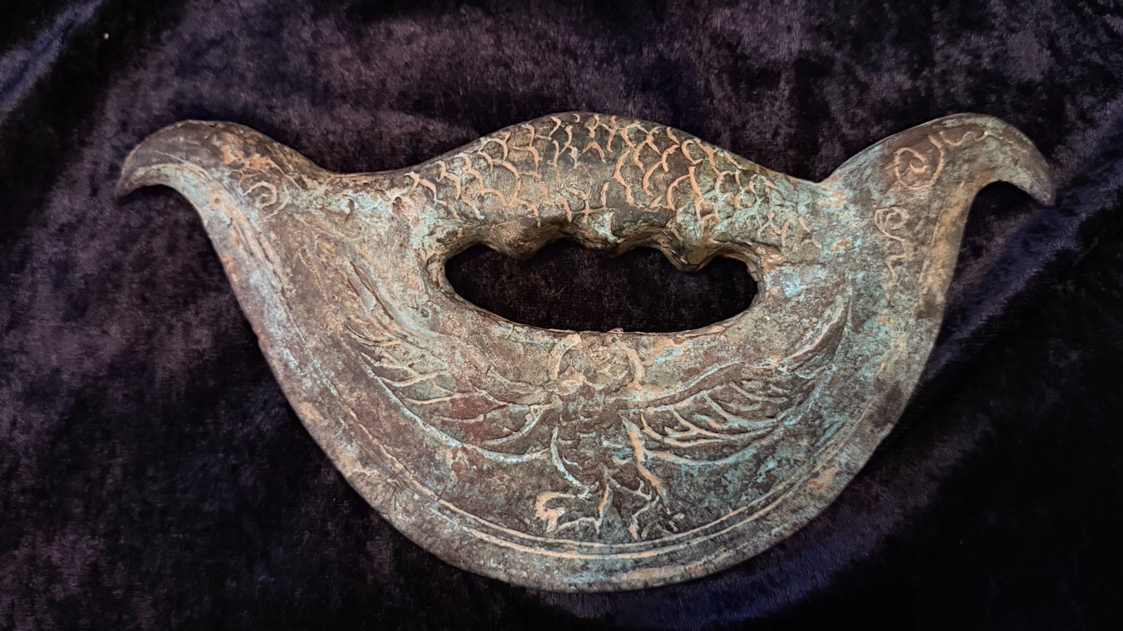 Antique Thai Buddhist Ceremonial Bronze Blade  -  Hand  Sand Cast Ritual Axe