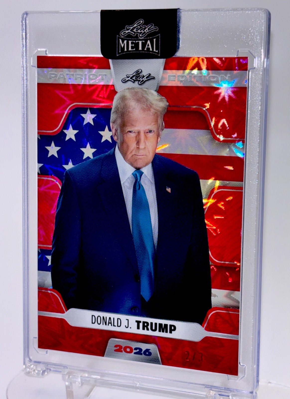 Donald Trump 2/3 Leaf Metal Patriotic 250th Kaboom Limited Edition 2026 NM