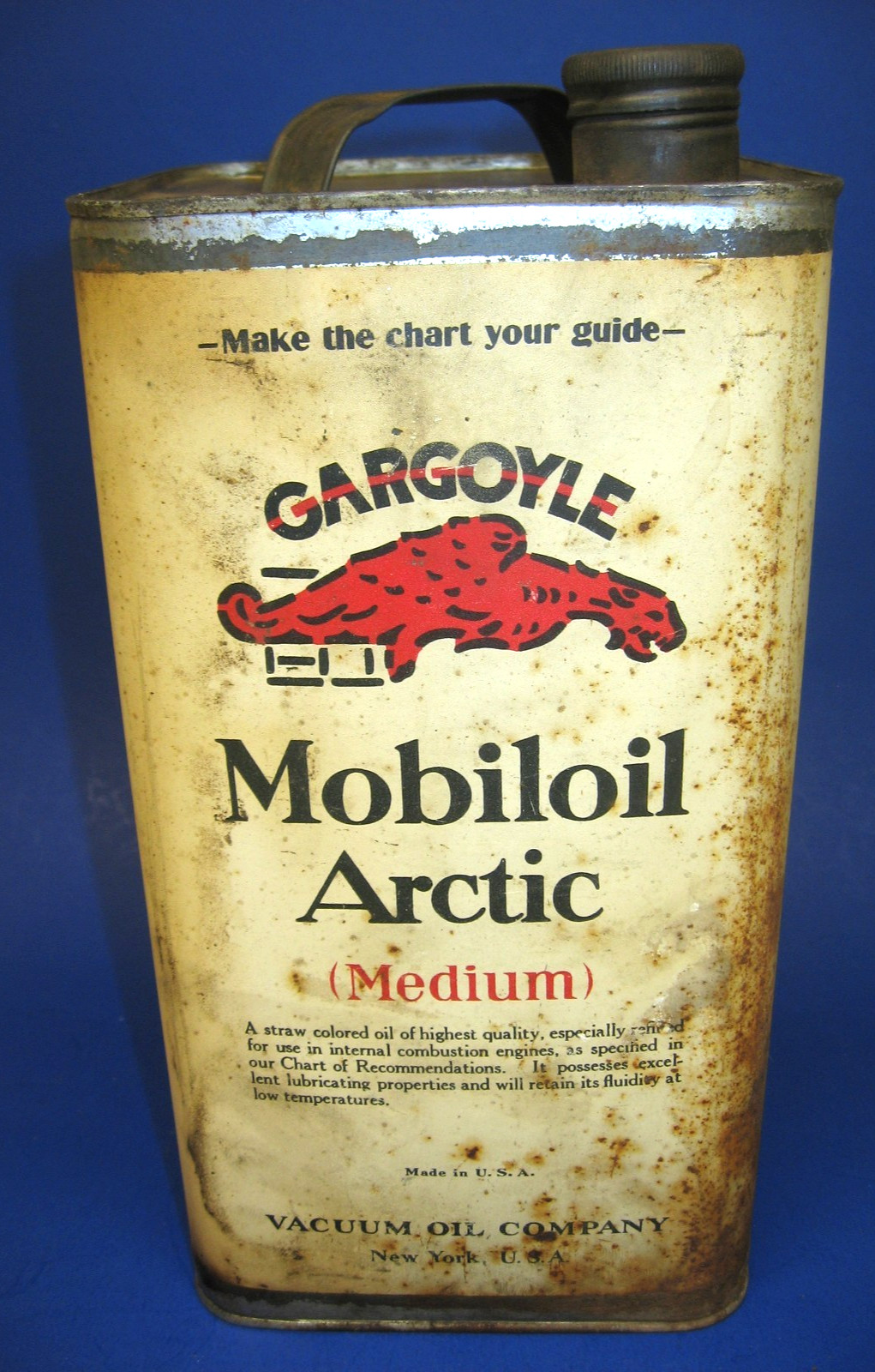 Gargoyle Mobiloil Arctic (Medium), One Gallon Square Can, Vacuum Oil Co. NY, USA
