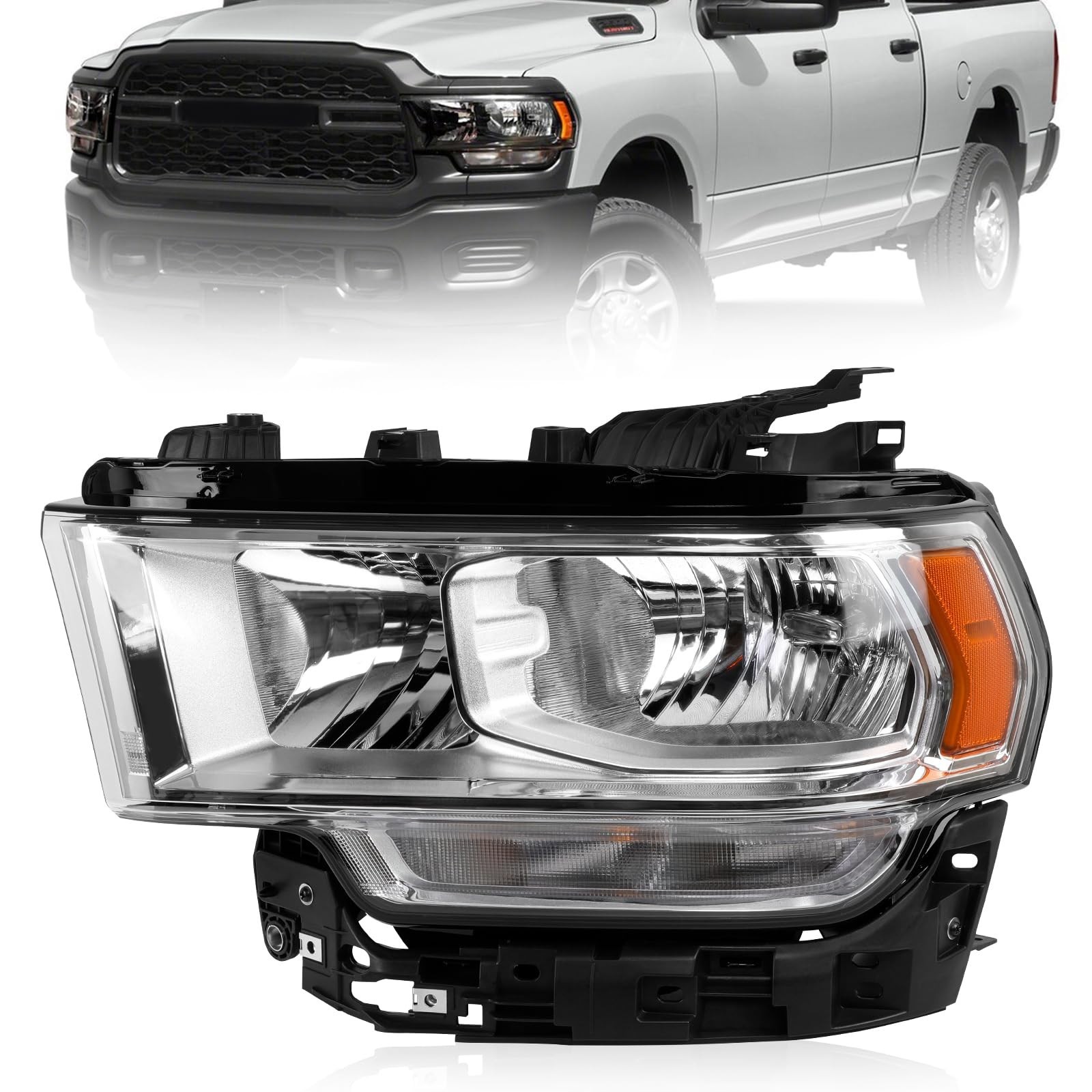 Chrome Halogen Headlights Assembly Compatible with 2019 2020 2021 2022 2023 2024 Chrome Halogen Headlights Assembly Compatible with 2019 2020 2021 2022 2023 2024
