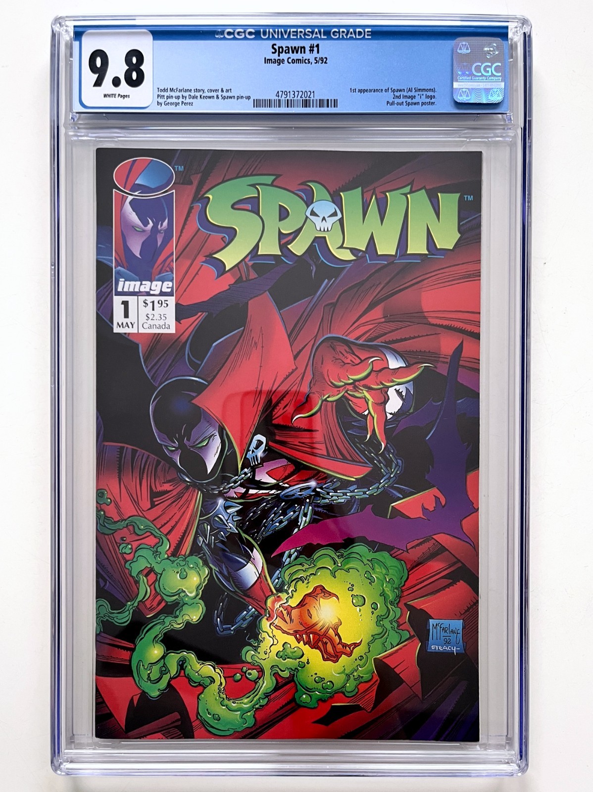 SPAWN #1 CGC 9.8 WHITE PAGES (1992) Todd McFarlane Iconic cover | 1st appearance