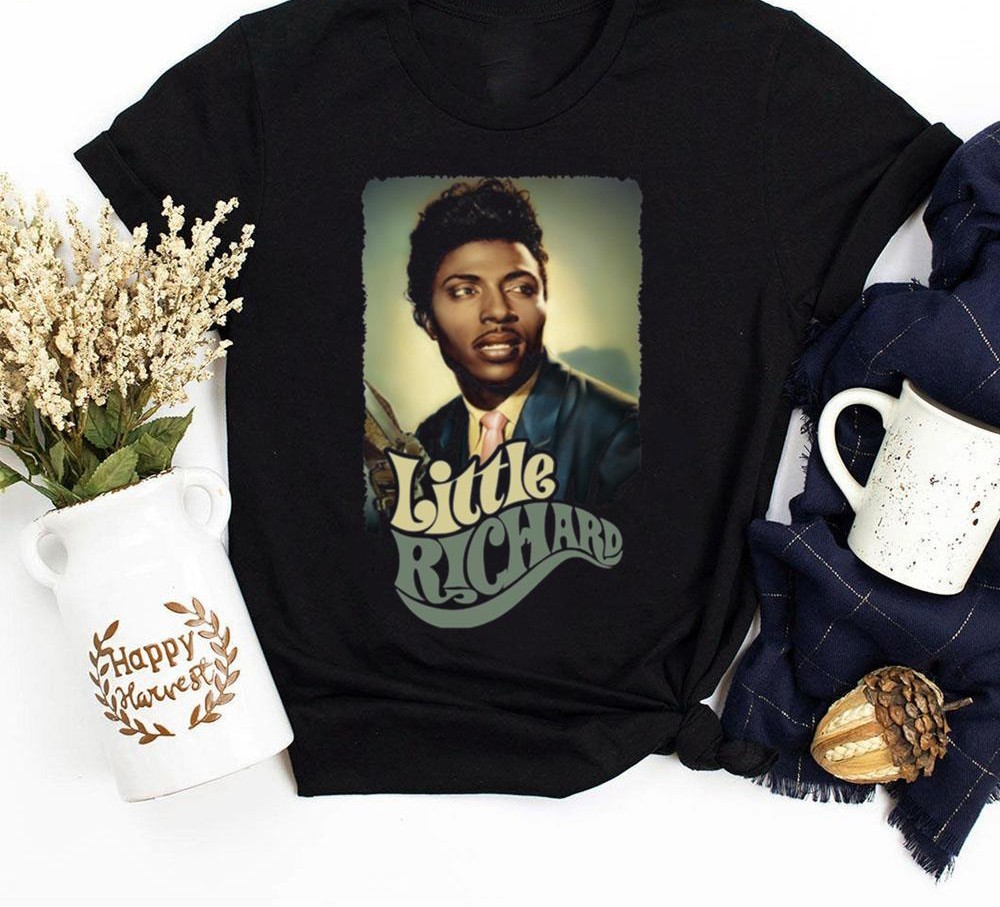 Vintage Memory Little Richard Star Cotton Black Full Size Unisex Shirt NP134