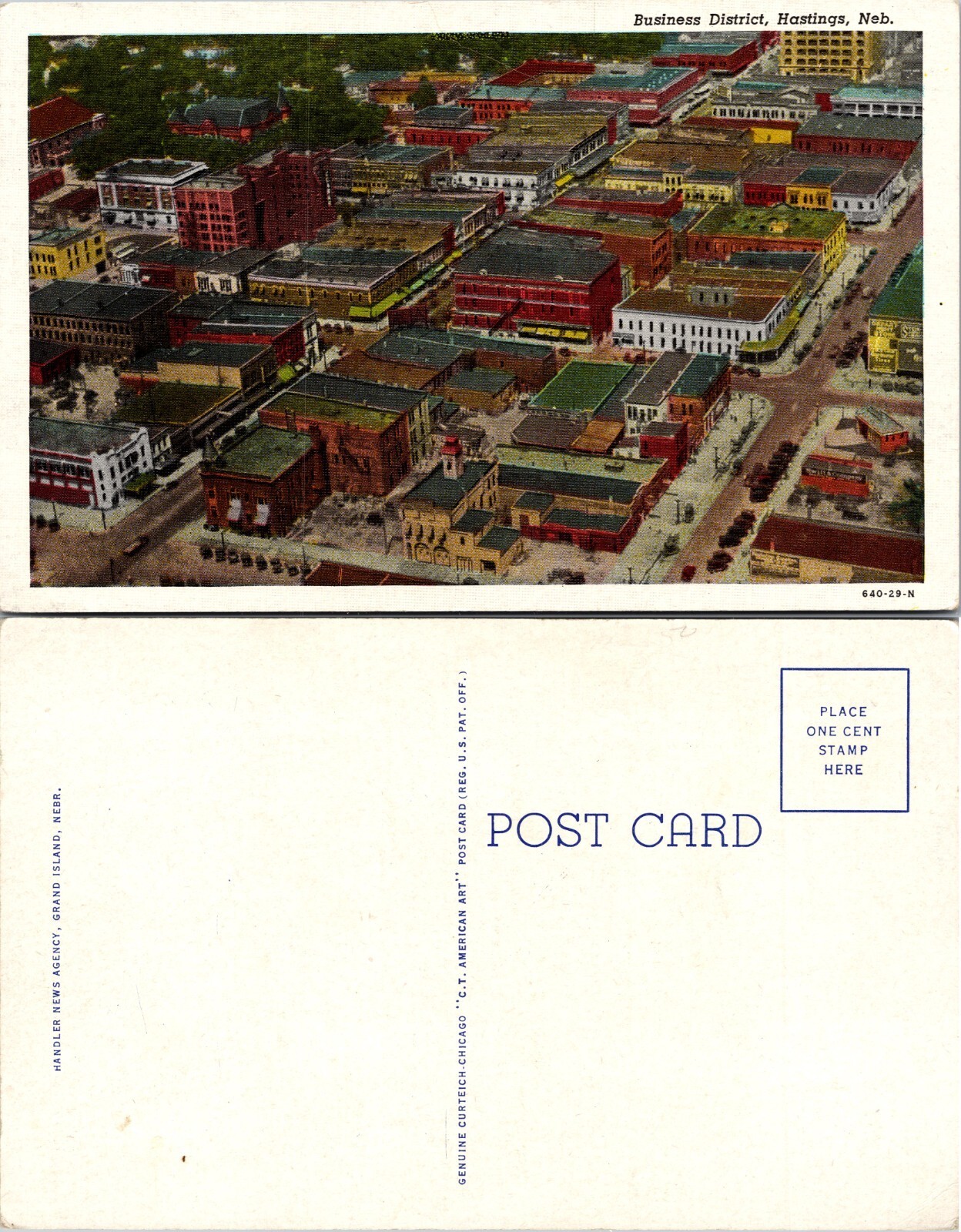 Business District Hastings Nebraska NE Postcard