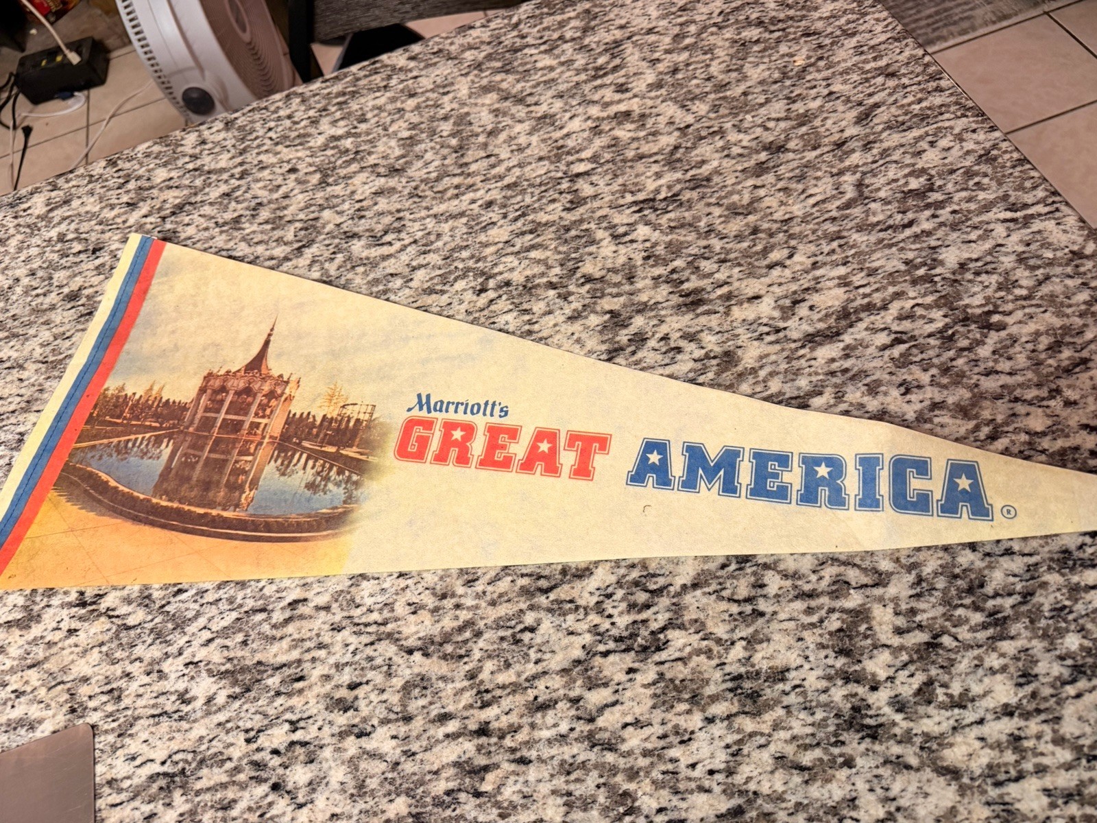Vintage Marriott's Great America Pennant Flag Souvenir Vintage Marriott's Great America Pennant Flag Souvenir