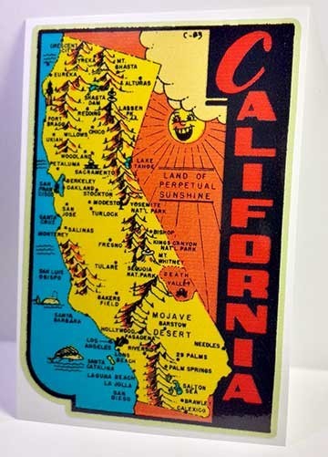 State of California Vintage Style Travel Decal / Vinyl Sticker, Luggage Label State of California Vintage Style Travel Decal / Vinyl Sticker, Luggage Label