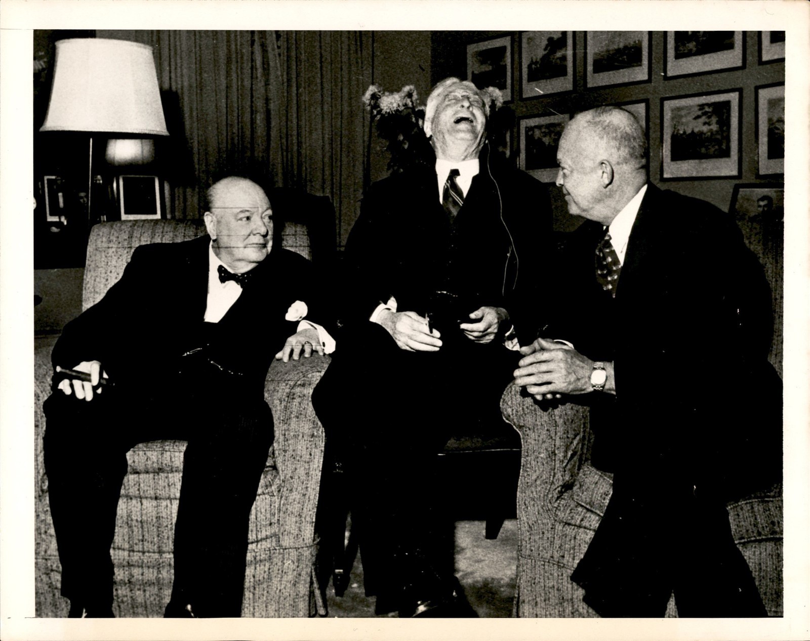 GA277 1953 Wire Photo WINSTON CHURCHILL PRESIDENT EISENHOWER BERNARD BARUCH GA277 1953 Wire Photo WINSTON CHURCHILL PRESIDENT EISENHOWER BERNARD BARUCH