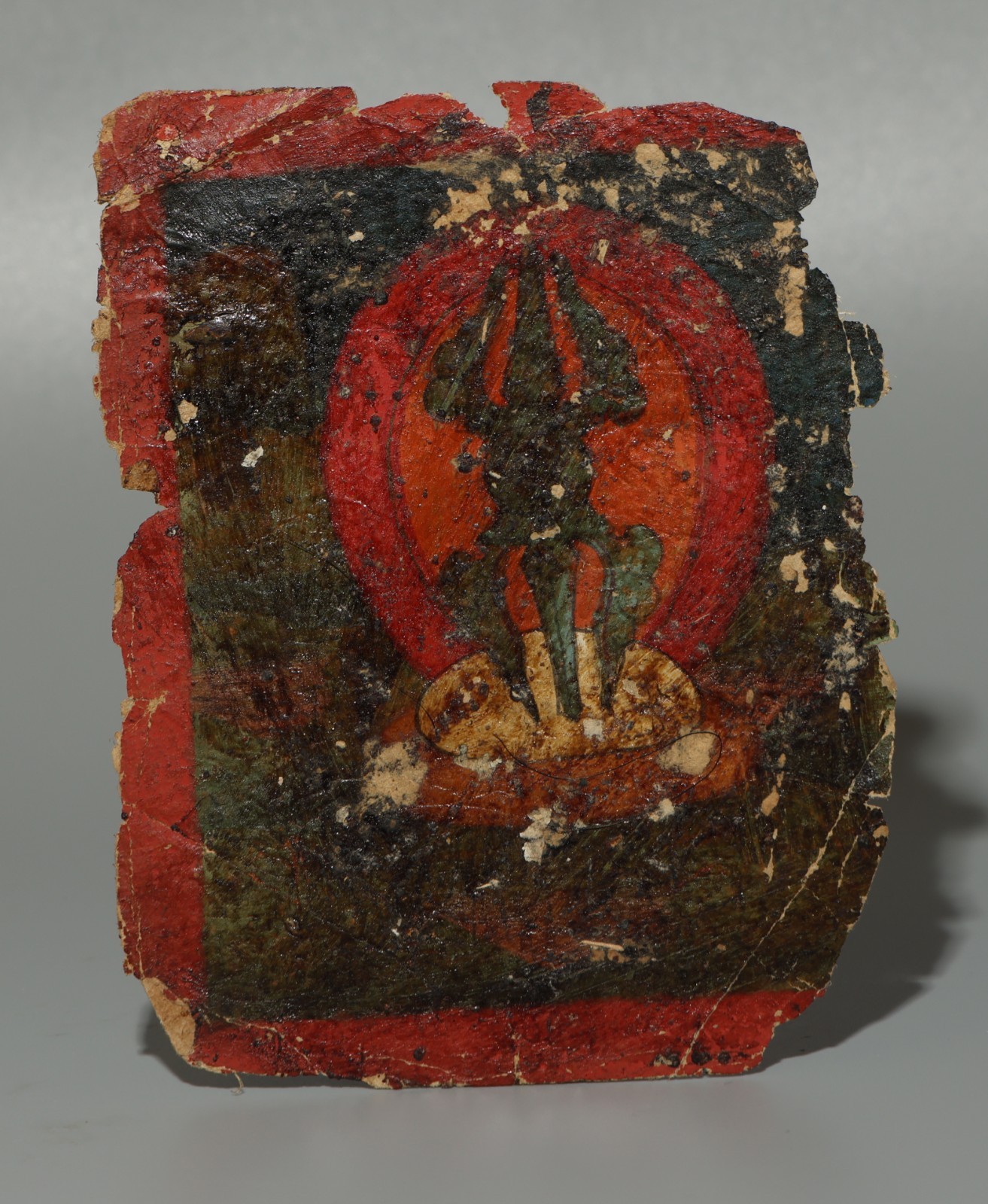 Rare Tibet 15th Century Old Antique Buddhist Paper Tsaklis Thangka Vajra Dorje