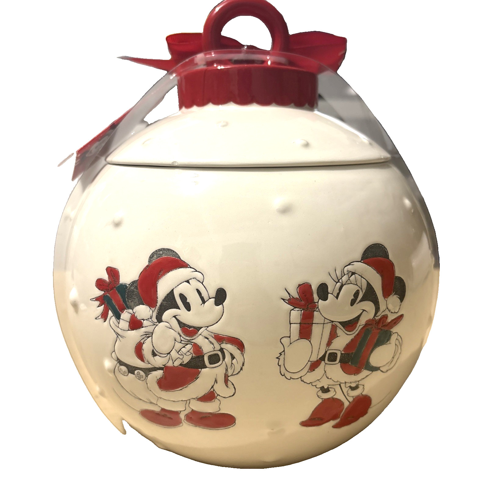 Disney Christmas Ornament Ceramic Cookie Jar Mickey Minnie Pluto Holiday