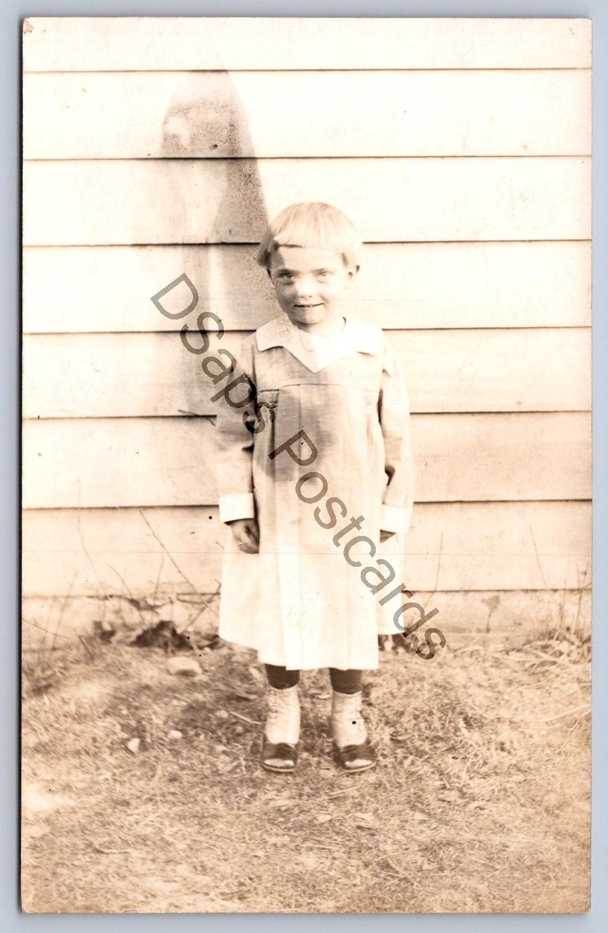 K64/ Interesting RPPC Postcard c1910 Cute Child Haunted Ghost Exposure 201