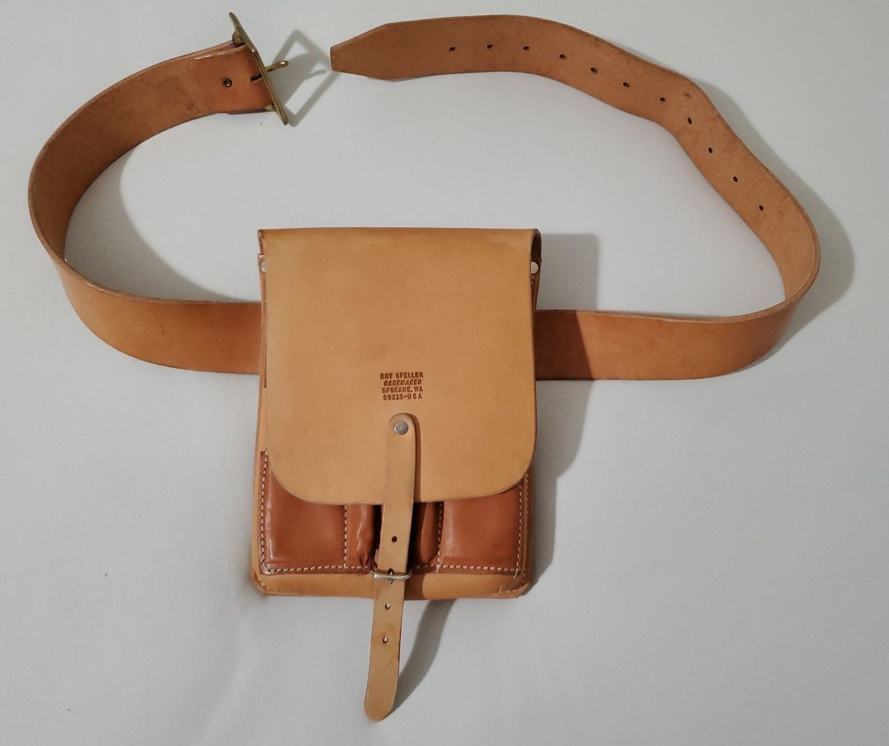 Vintage Roy Gfeller Casemaker Leather Geoscience Field Belt & Pouch Case Survey