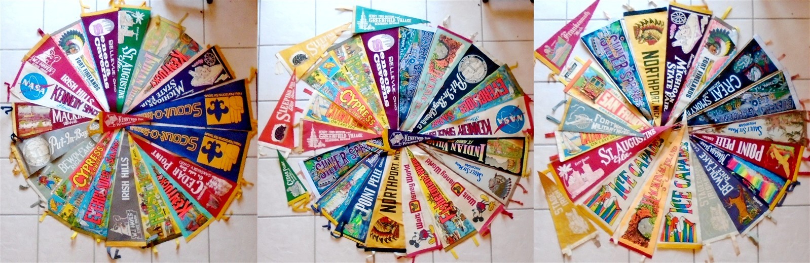 Vintage 1960s 1970s Souvenir Pennants Lot of 60 Travel Parks Attractions Vintage 1960s 1970s Souvenir Pennants Lot of 60 Travel Parks Attractions