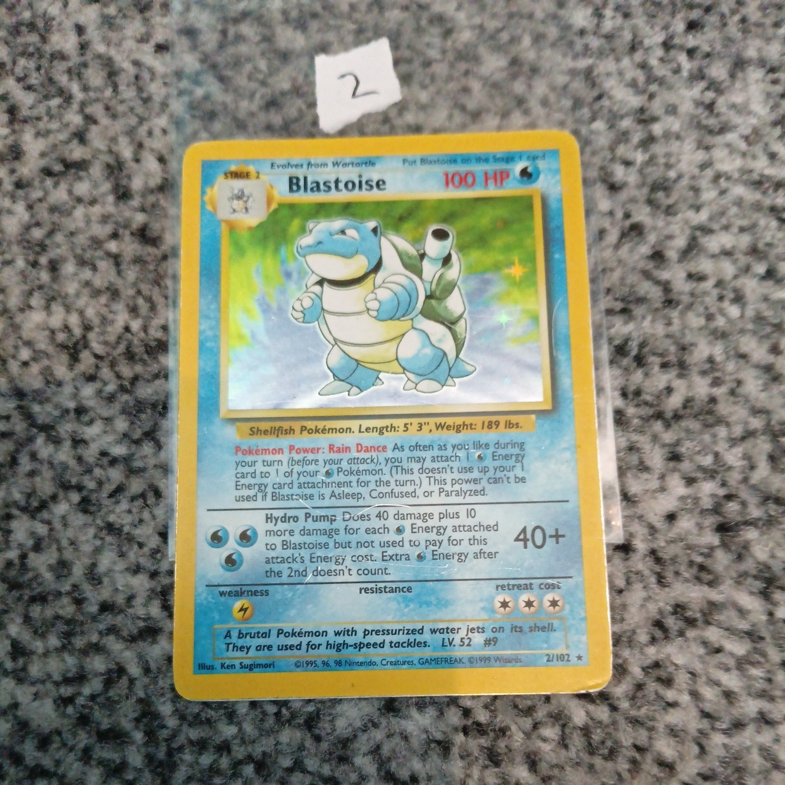 WOTC 1999 Pokemon Card TCG Base Set Blastoise 2 Holo Rare 2/102 100 HP English WOTC 1999 Pokemon Card TCG Base Set Blastoise 2 Holo Rare 2/102 100 HP English