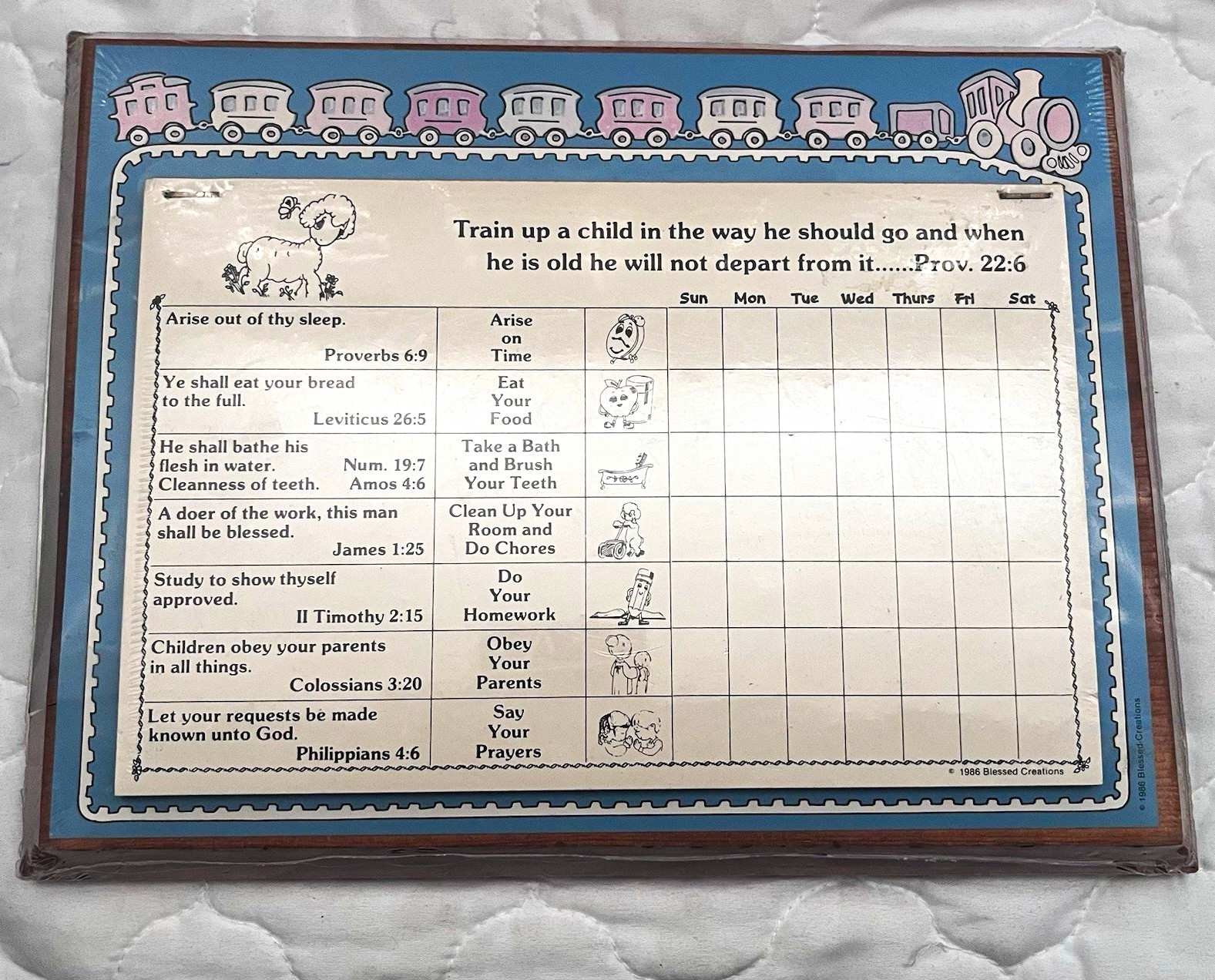VTG 1986 Blessed Creations Train Up a Child Bible Verse Wood Wall Plaque