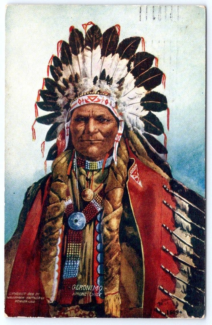 1911 GERONIMO APACHE CHIEF ANTIQUE POSTCARD
