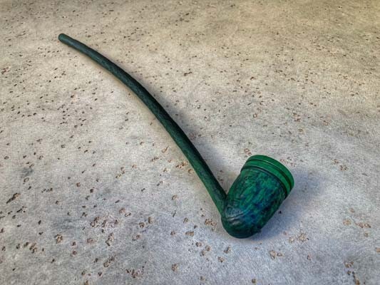 Wizard Smoking Pipe Long Stem Tobacco Pipe Rustic Black and Green with Rings
