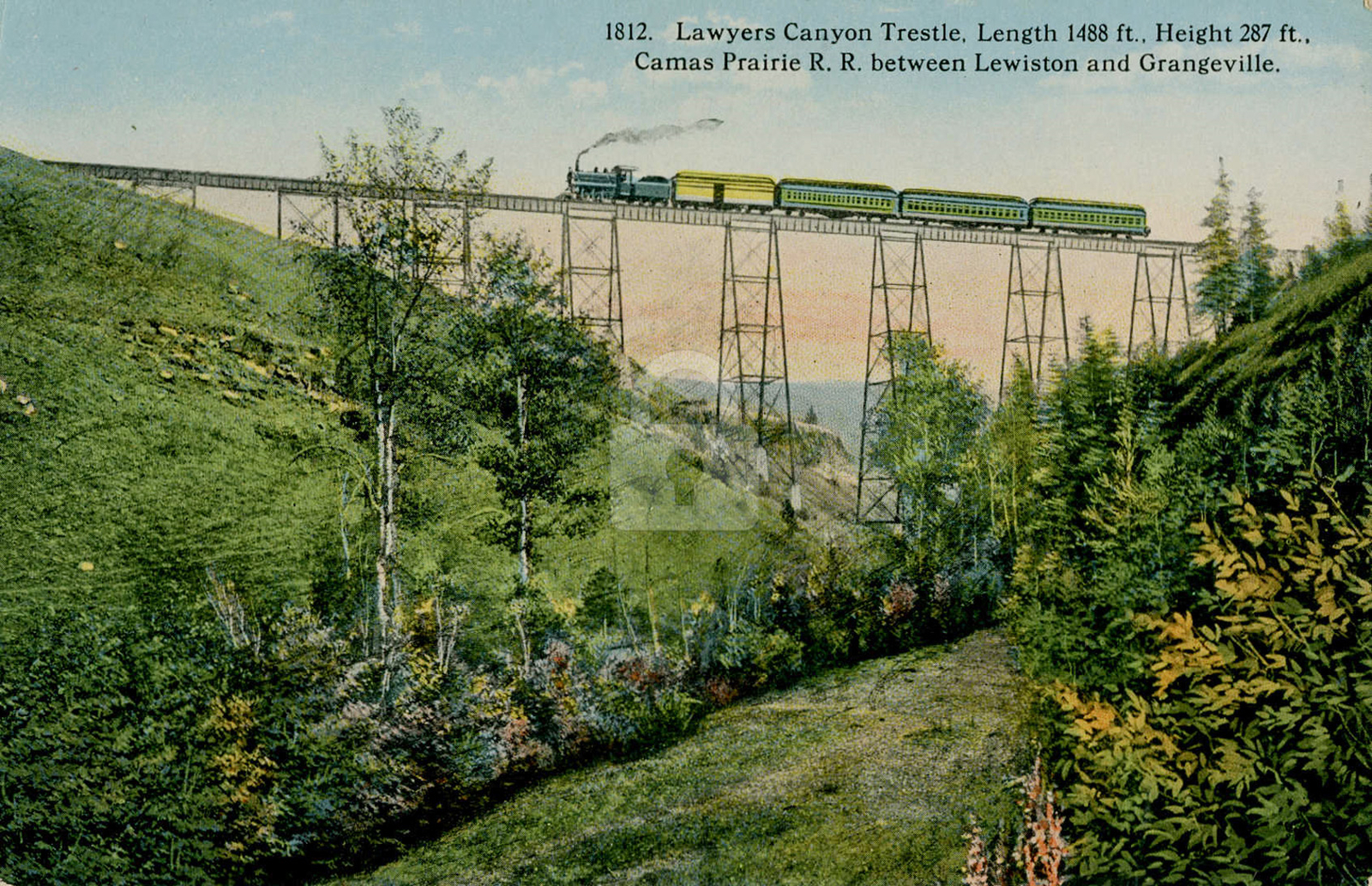 Lawyers Canyon Trestle 1916 Camas Prairie R.R. ID Idaho Vintage Postcard COPY