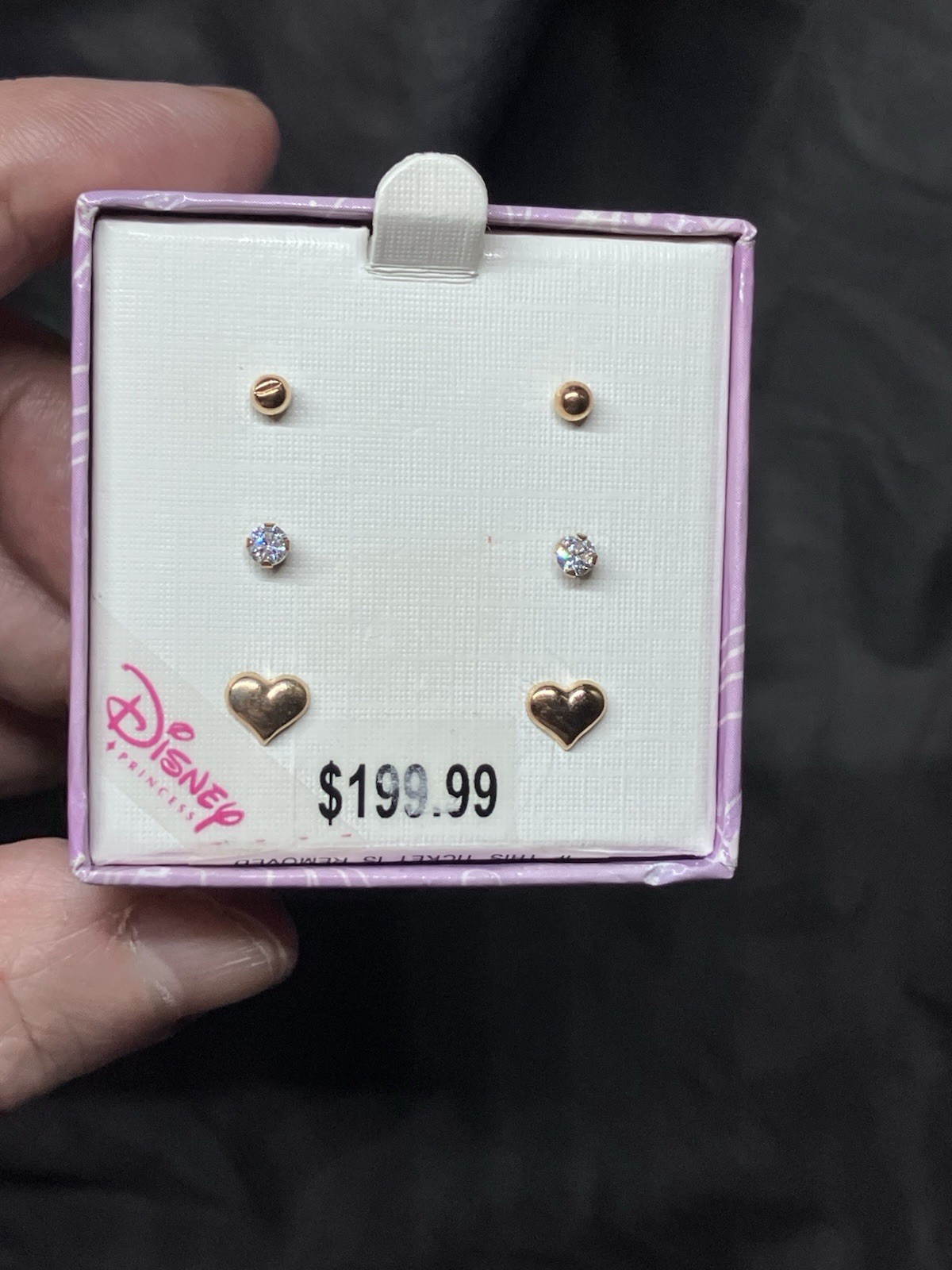Childrens Disney princess 14kt 3 pair earrings set New in box w orig tags. Childrens Disney princess 14kt 3 pair earrings set New in box w orig tags.