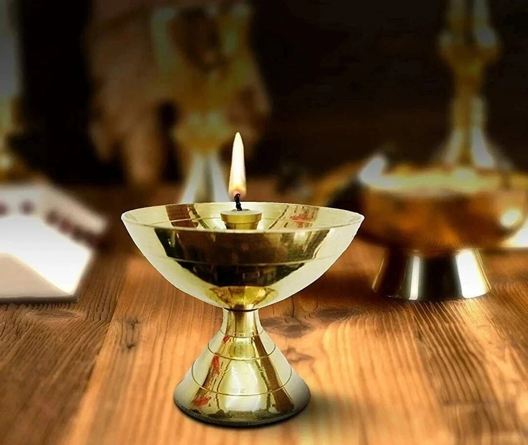 Puja Aarti Diya Religious Brass Hindu Diwali Temple Deepak Light Oil Lamp 2 INCH Puja Aarti Diya Religious Brass Hindu Diwali Temple Deepak Light Oil Lamp 2 INCH
