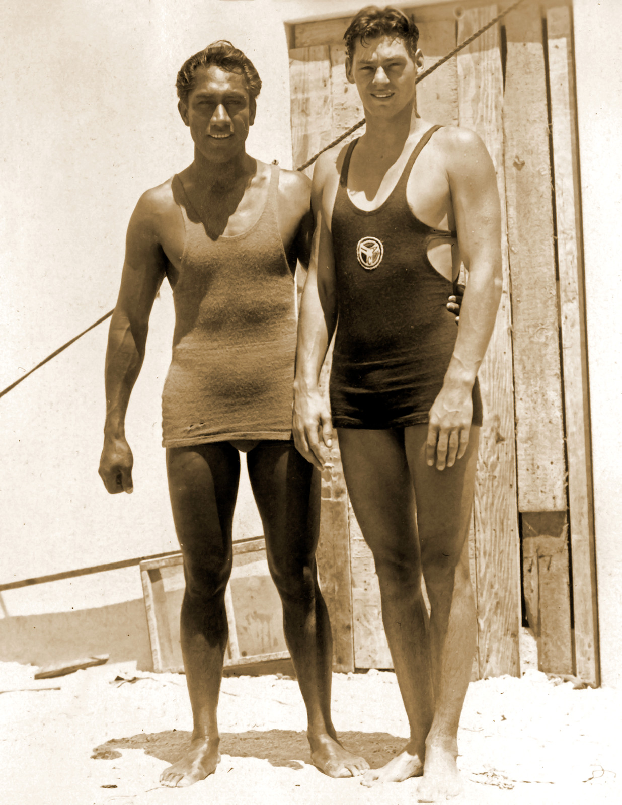 1927 Duke Kahanamoku and Johnny Weissmuller Old Photo 8.5\ 1927 Duke Kahanamoku and Johnny Weissmuller Old Photo 8.5\