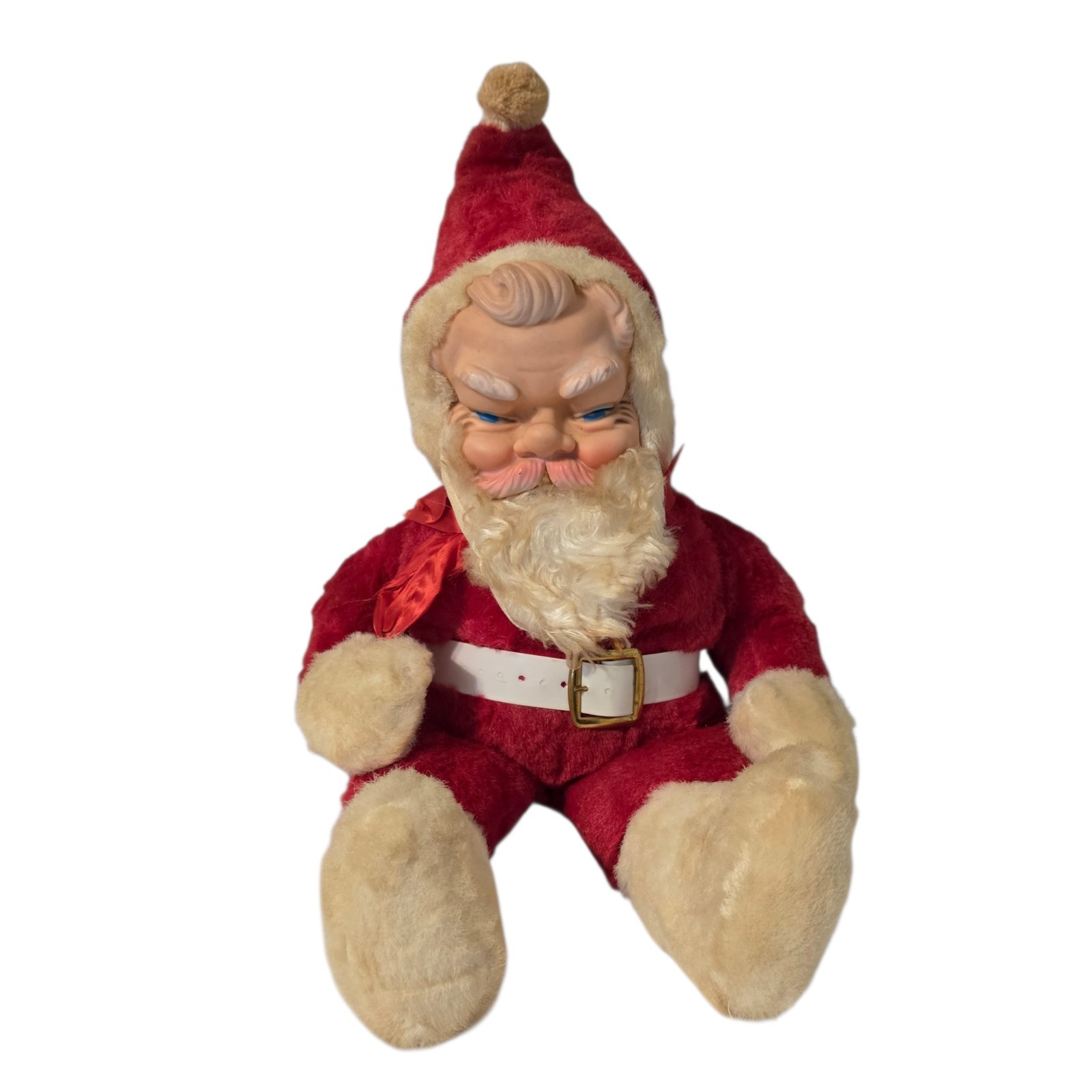Vintage Rubber Face Santa Claus Plush Doll Christmas Decoration