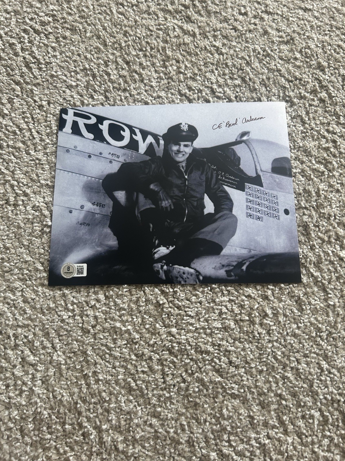 CLARENCE BUD ANDERSON Signed Autograph 8x10 Photo P-51 WW2 WAR ACE BAS BECKETT C