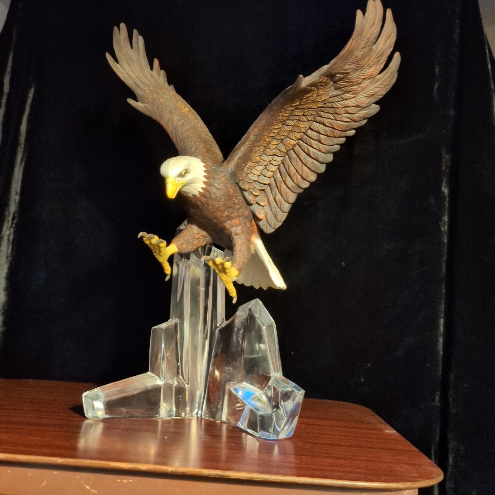 Rare Vintage Franklin Mint Bald Eagle On Crystal Iceberg Sculpture Germany Rare Vintage Franklin Mint Bald Eagle On Crystal Iceberg Sculpture Germany