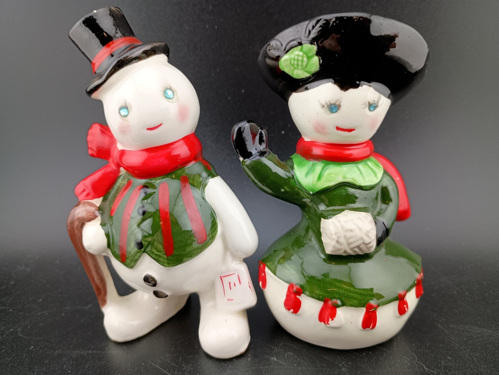 Vintage Kreiss Mr & Mrs Snowman Salt Pepper Shakers Japan Ceramic Christmas MCM Vintage Kreiss Mr & Mrs Snowman Salt Pepper Shakers Japan Ceramic Christmas MCM