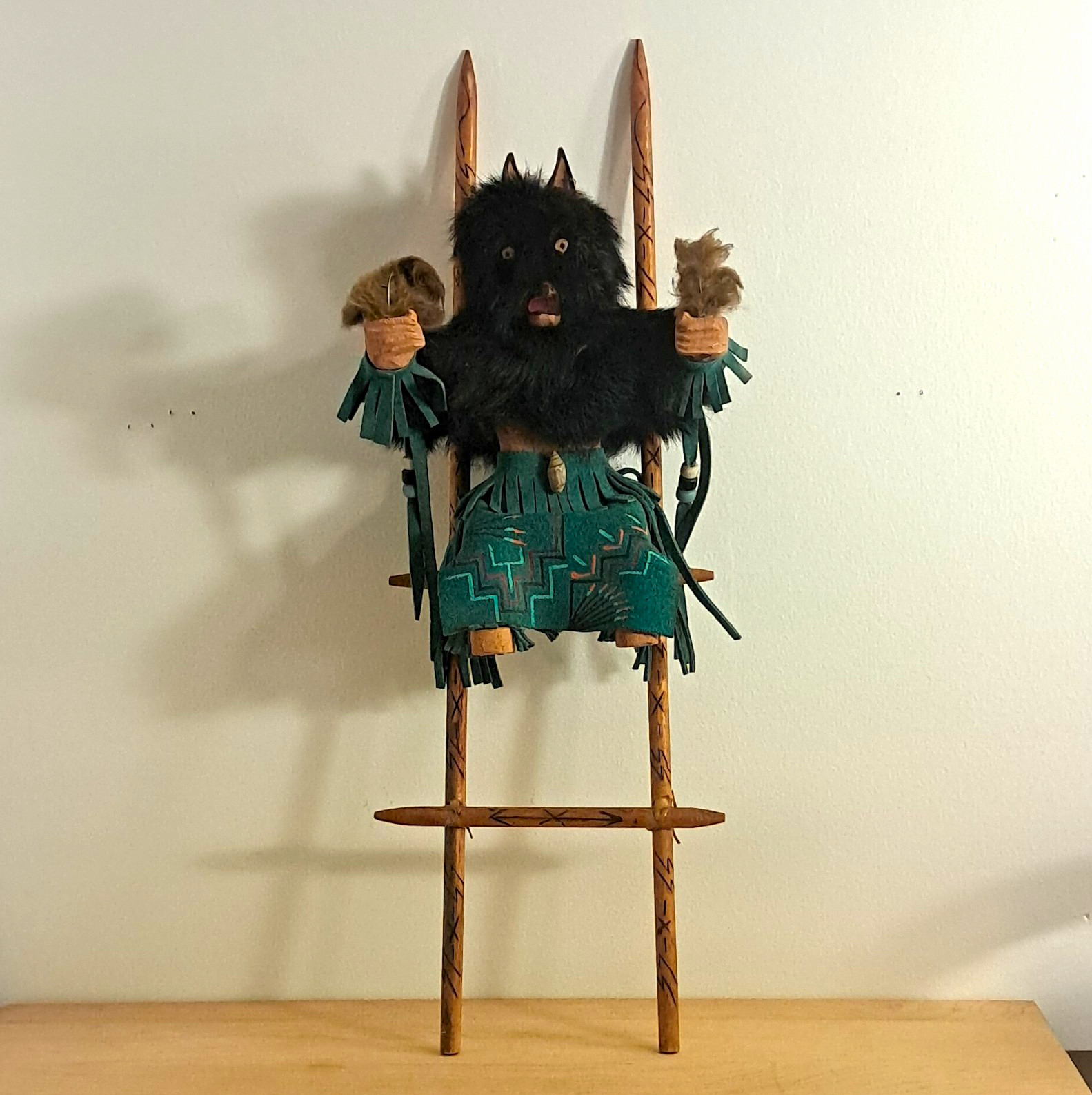 Vintage Native American Kachina Doll. Black Bear Spirit Figure. Vintage Native American Kachina Doll. Black Bear Spirit Figure.