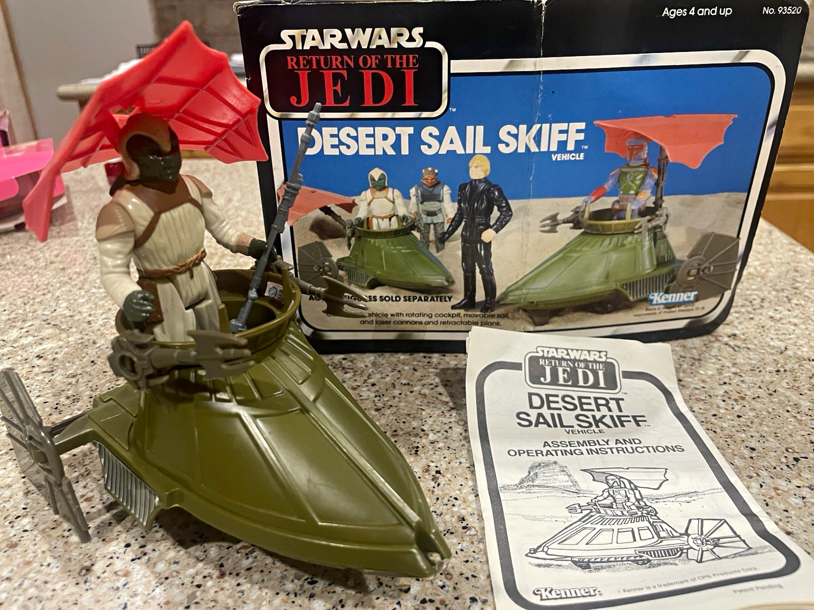 Kenner Star Wars ROTJ Desert Sail Skiff Vehicle w/ Box Instructions