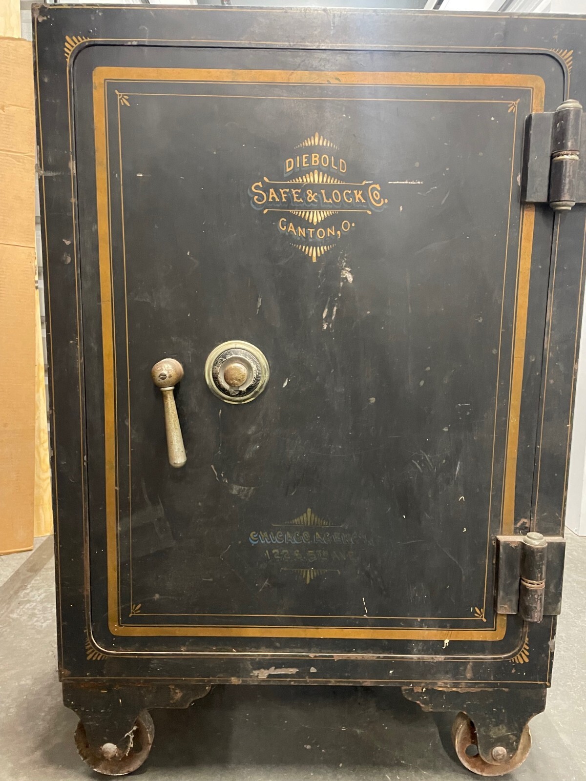 Antique black Diebold safe